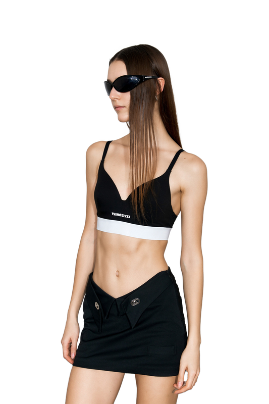 YJ1 COTTON PUSH UP PLUNGE BRA IN BLACK