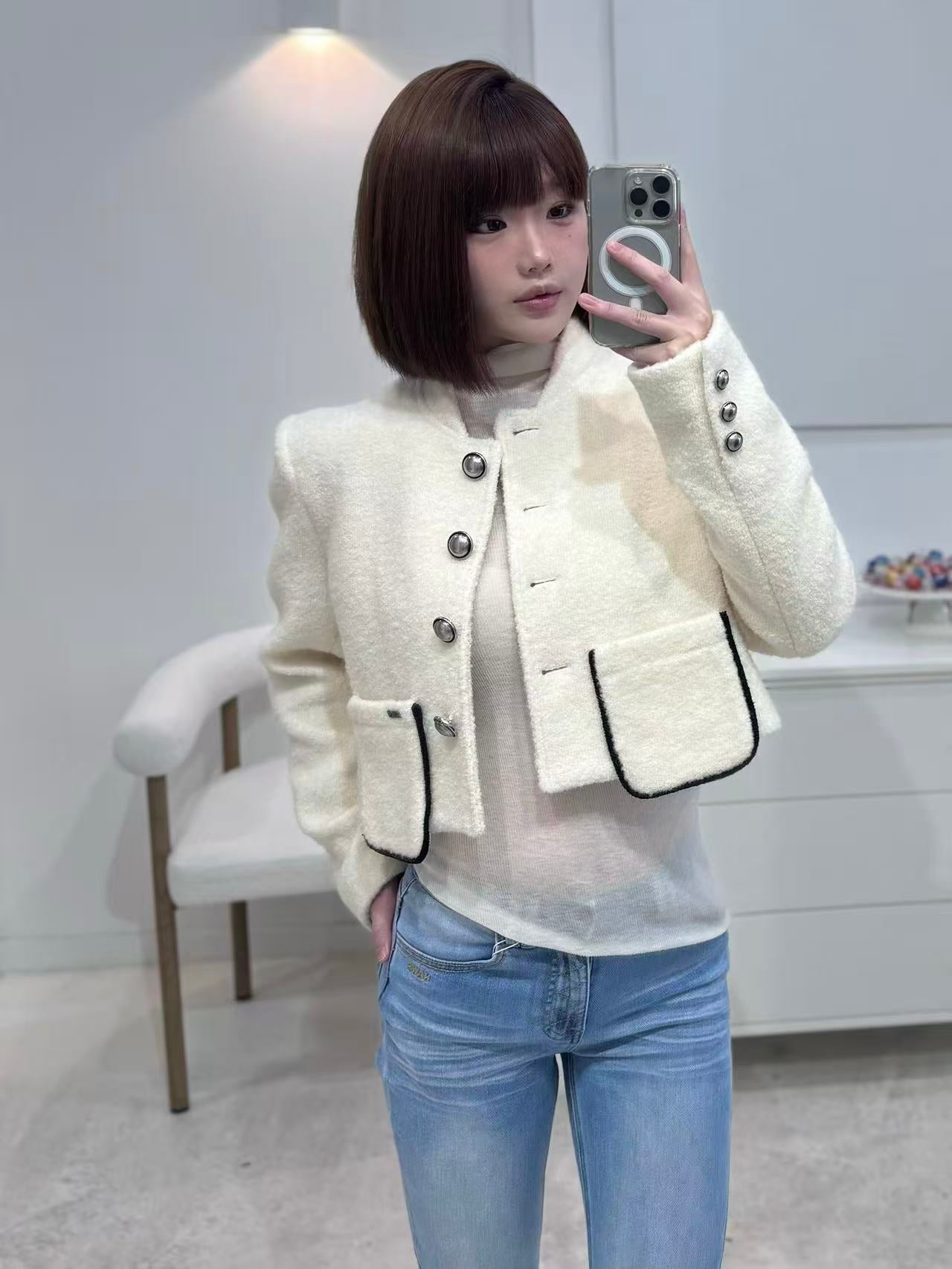 NAWS SILVER BUTTON WOOL COAT