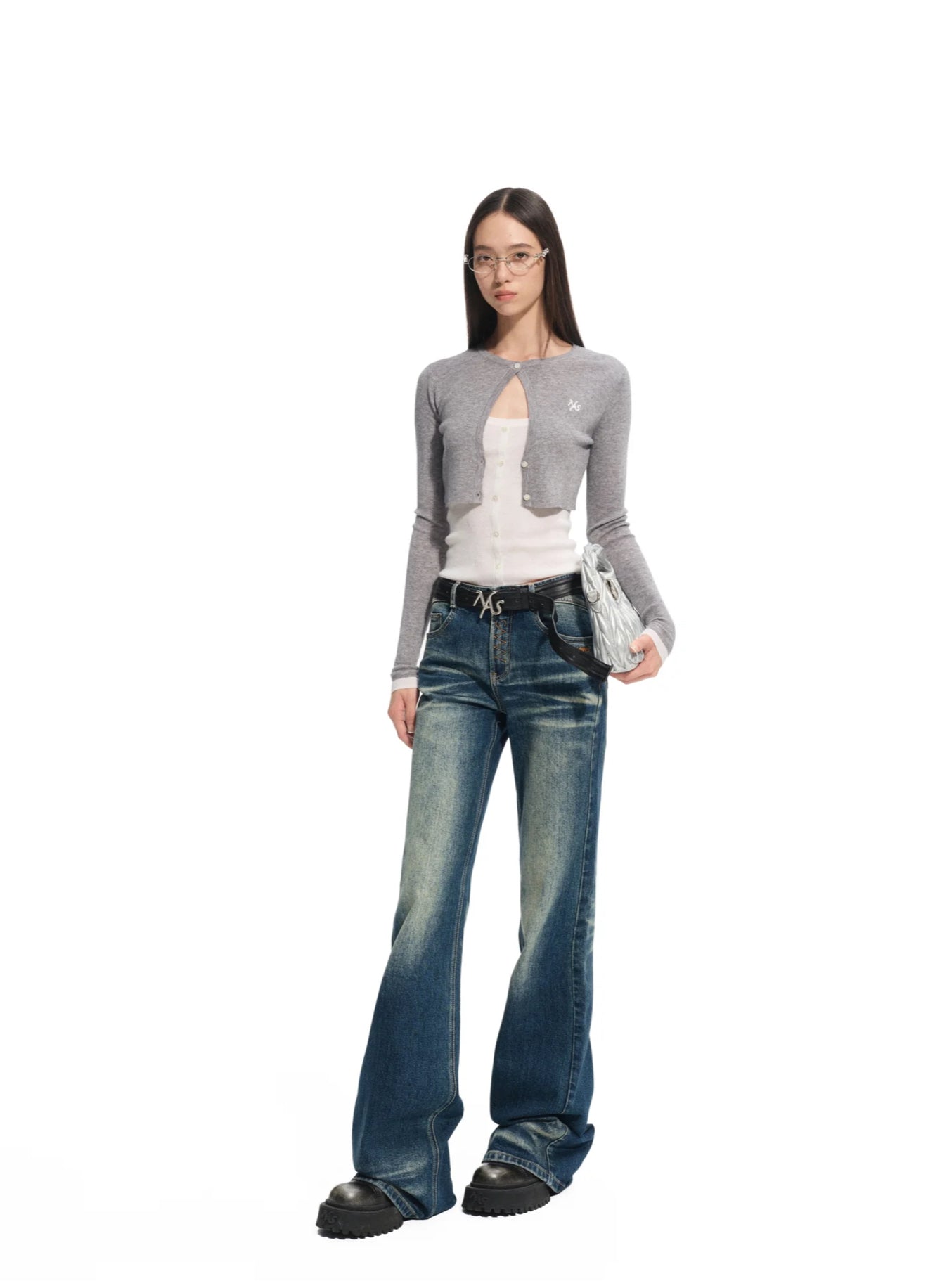 NAWS WHITE TEA GRAY CHAMPS KNIT SWEATER