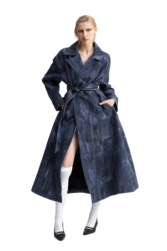 YJ1 BLUE DENIM ACID-WASH COAT