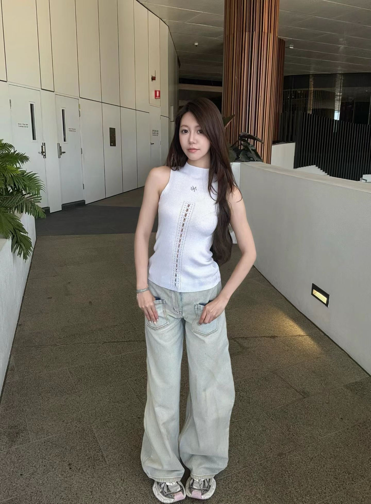 NAWS CLOUD WHITE BALLET KNIT TANK TOP