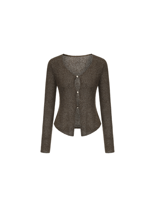 ELYWOOD MOCHA TEXTURED KNIT SWEATER