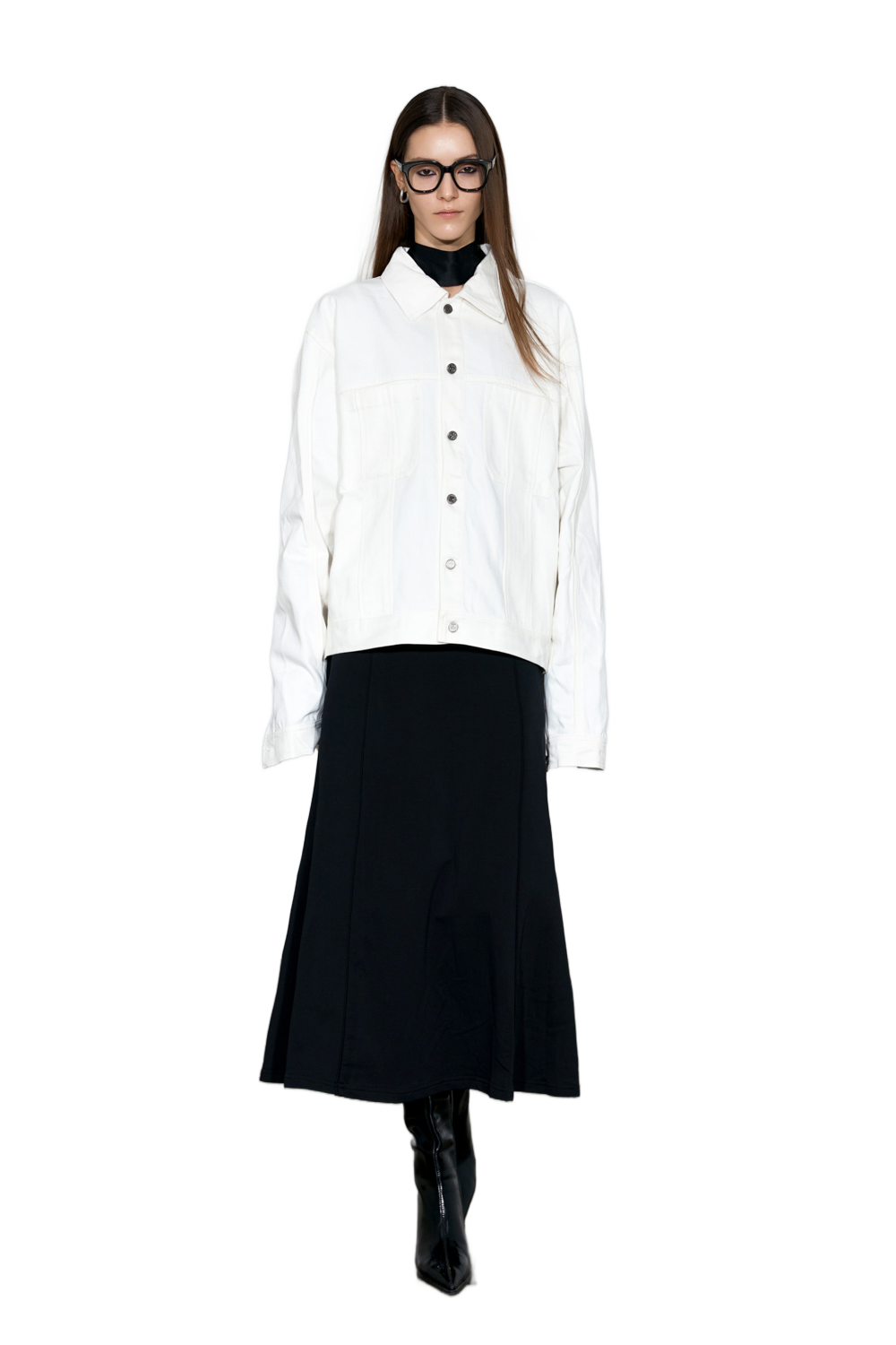 YJ1 OVERSIZED DENIM JACKET IN WHITE