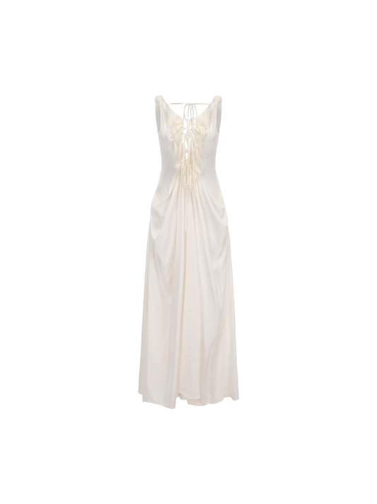 ELYWOOD WHITE DRAPED TIE-FRONT DRESS