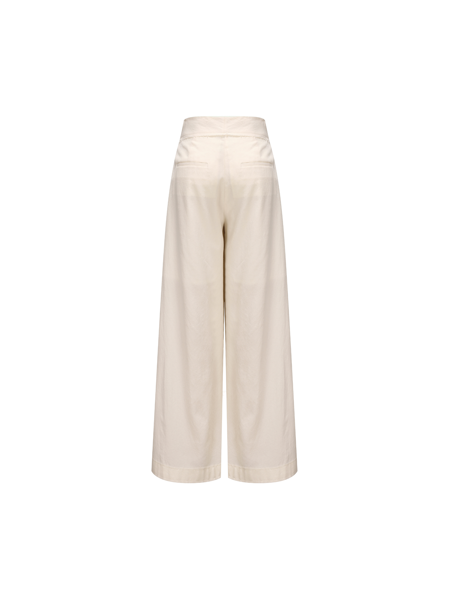 ELYWOOD WHITE DIAGONALLY PLEATED TROUSERS