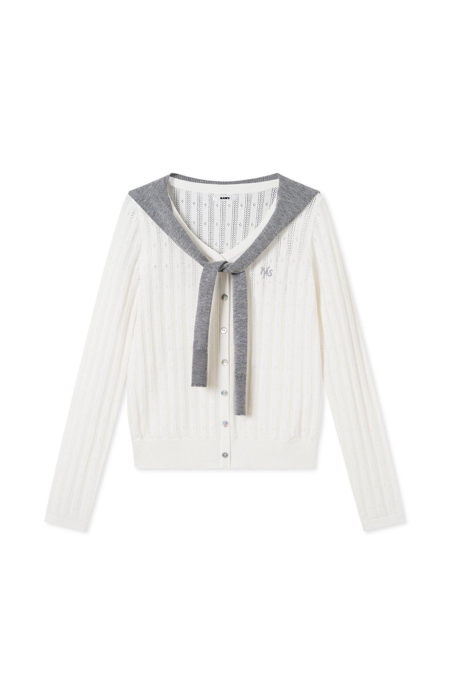 NAWS WHITE DURO SHAWL KNIT CARDIGAN