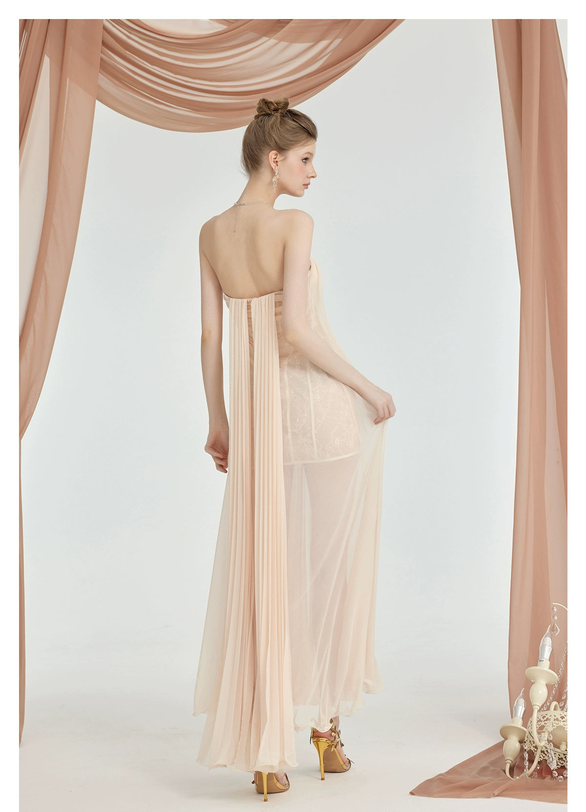 Sheer Luck Thea Strapless Mesh Backless Dress