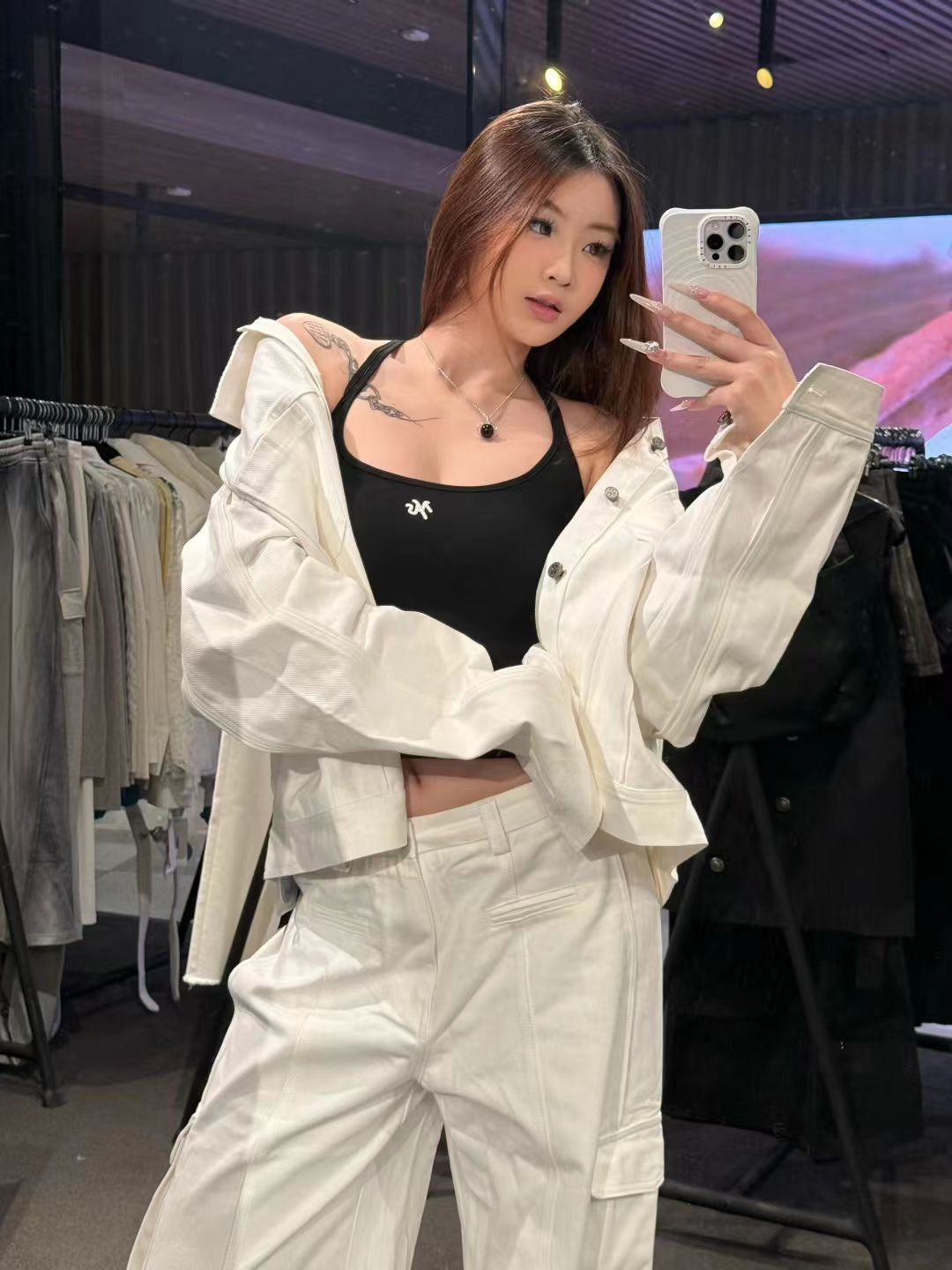 YJ1 OVERSIZED DENIM JACKET IN WHITE