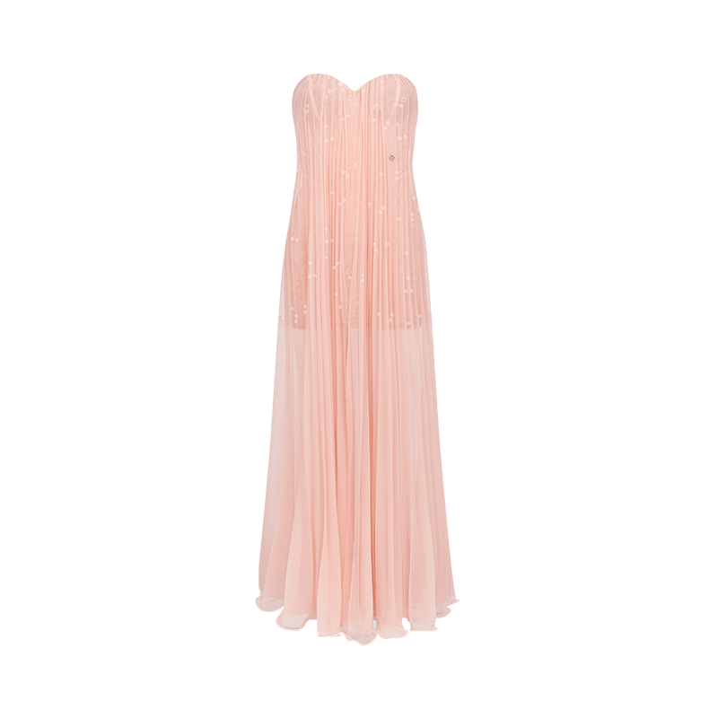 Sheer Luck Thea Strapless Mesh Backless Dress Pink