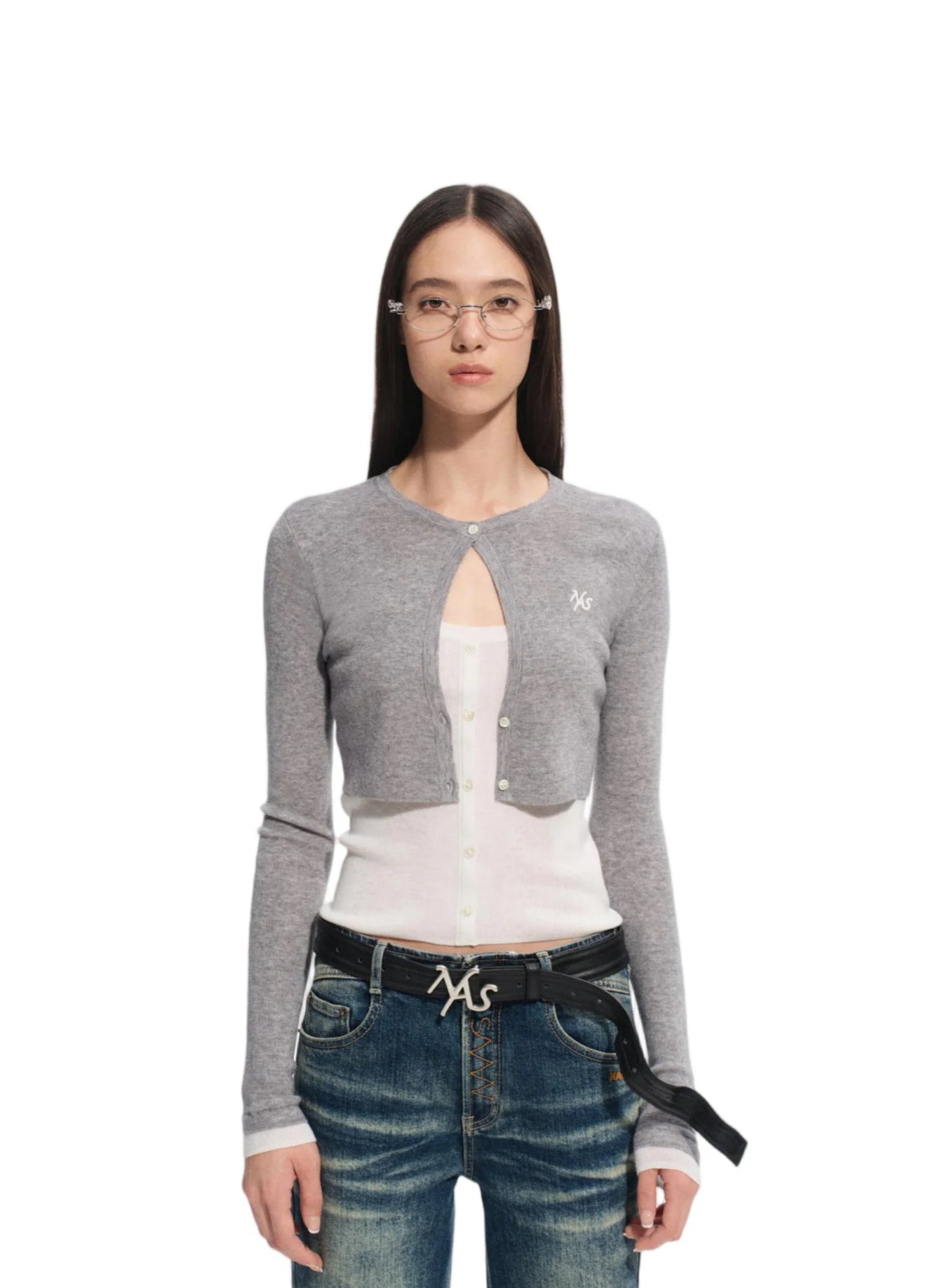 NAWS WHITE TEA GRAY CHAMPS KNIT SWEATER