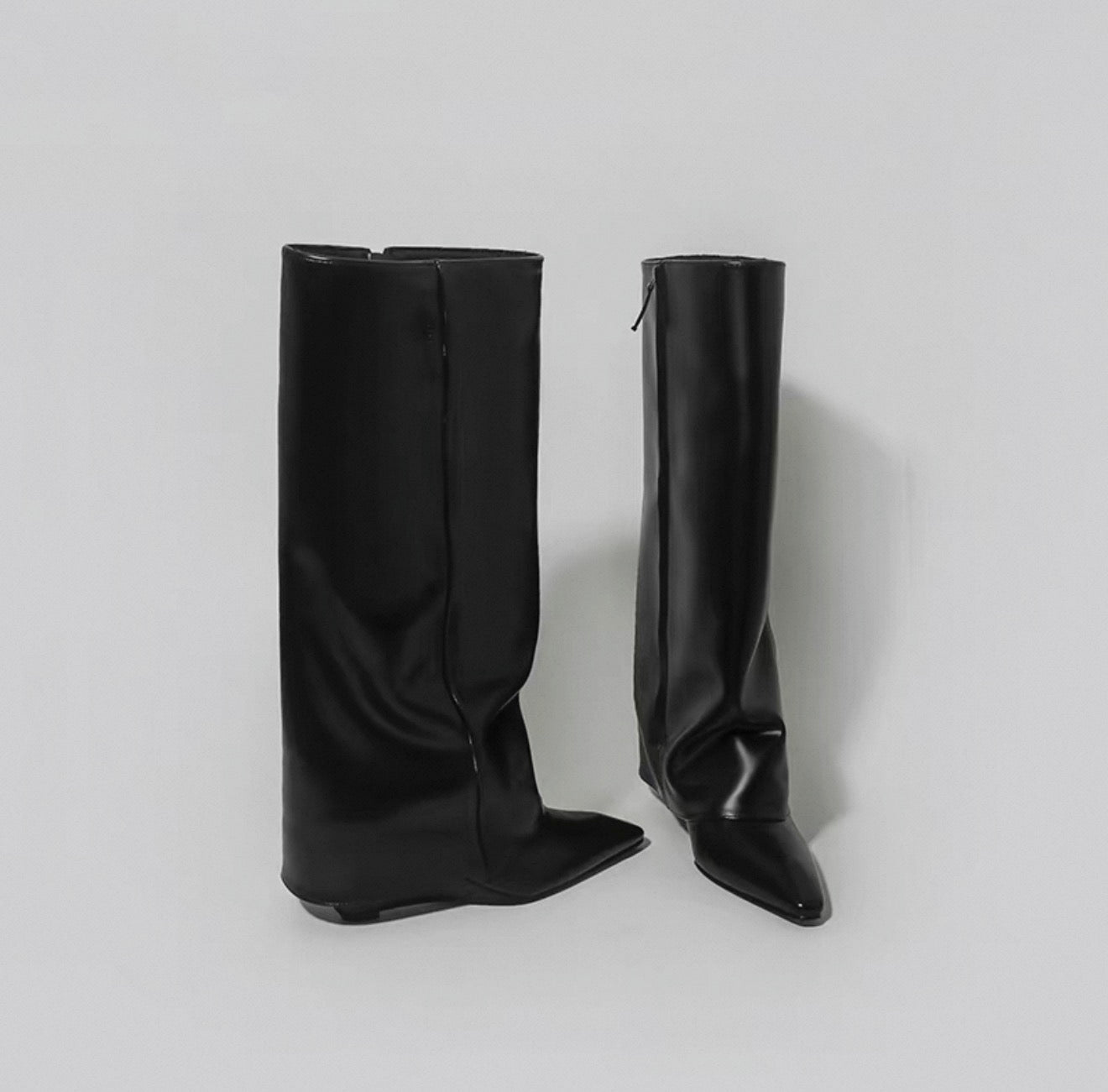Leather foldover boots