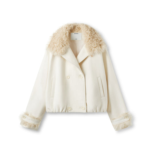 NAWS SNOW MELT WHITE POLAR OVERSIZED WOLLEN COAT