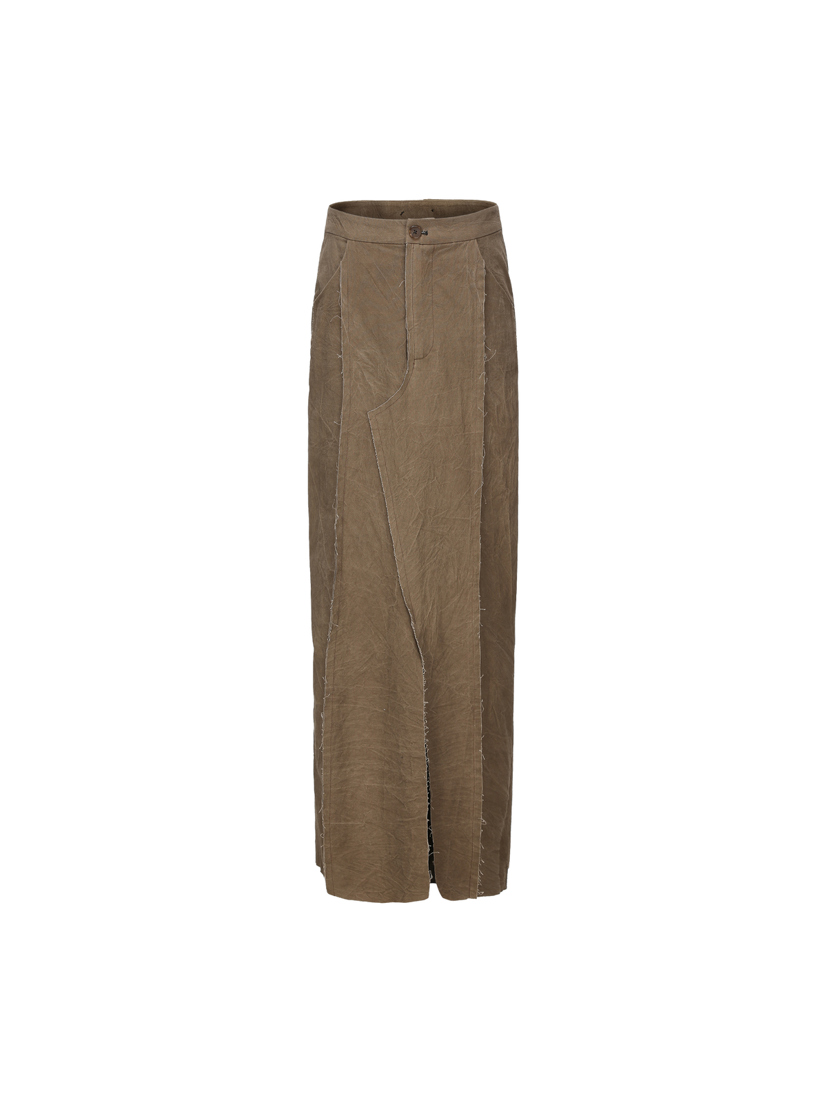 Elywood BROWN BLENDED PATCHWORK STRAIGHT MID-LENGTH SKIRT