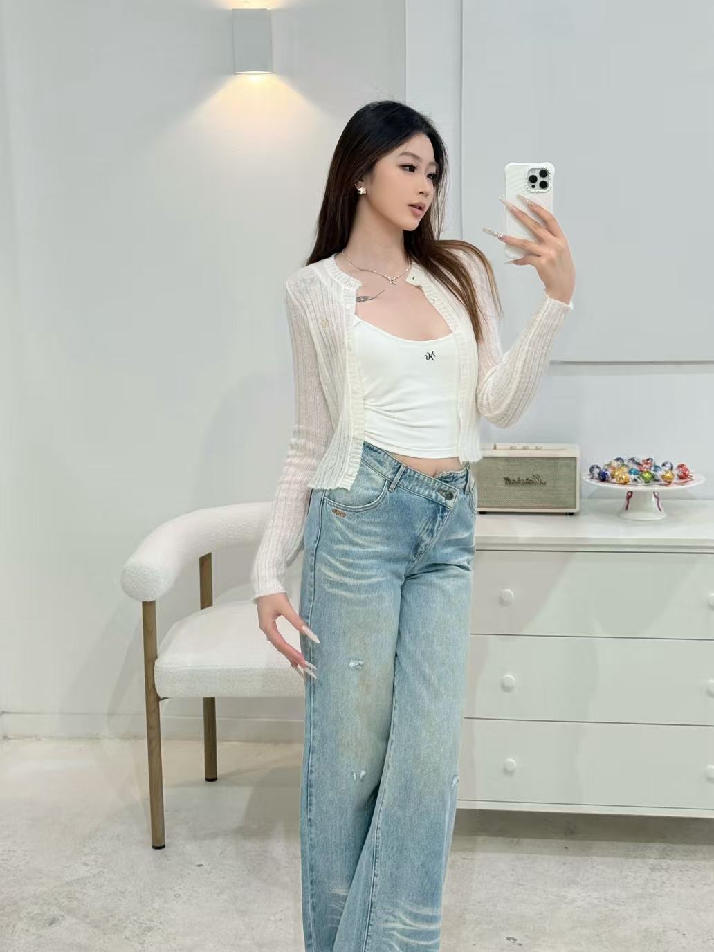 NAWS SEASHELL WHITE ZURICH KNIT CARDIGAN