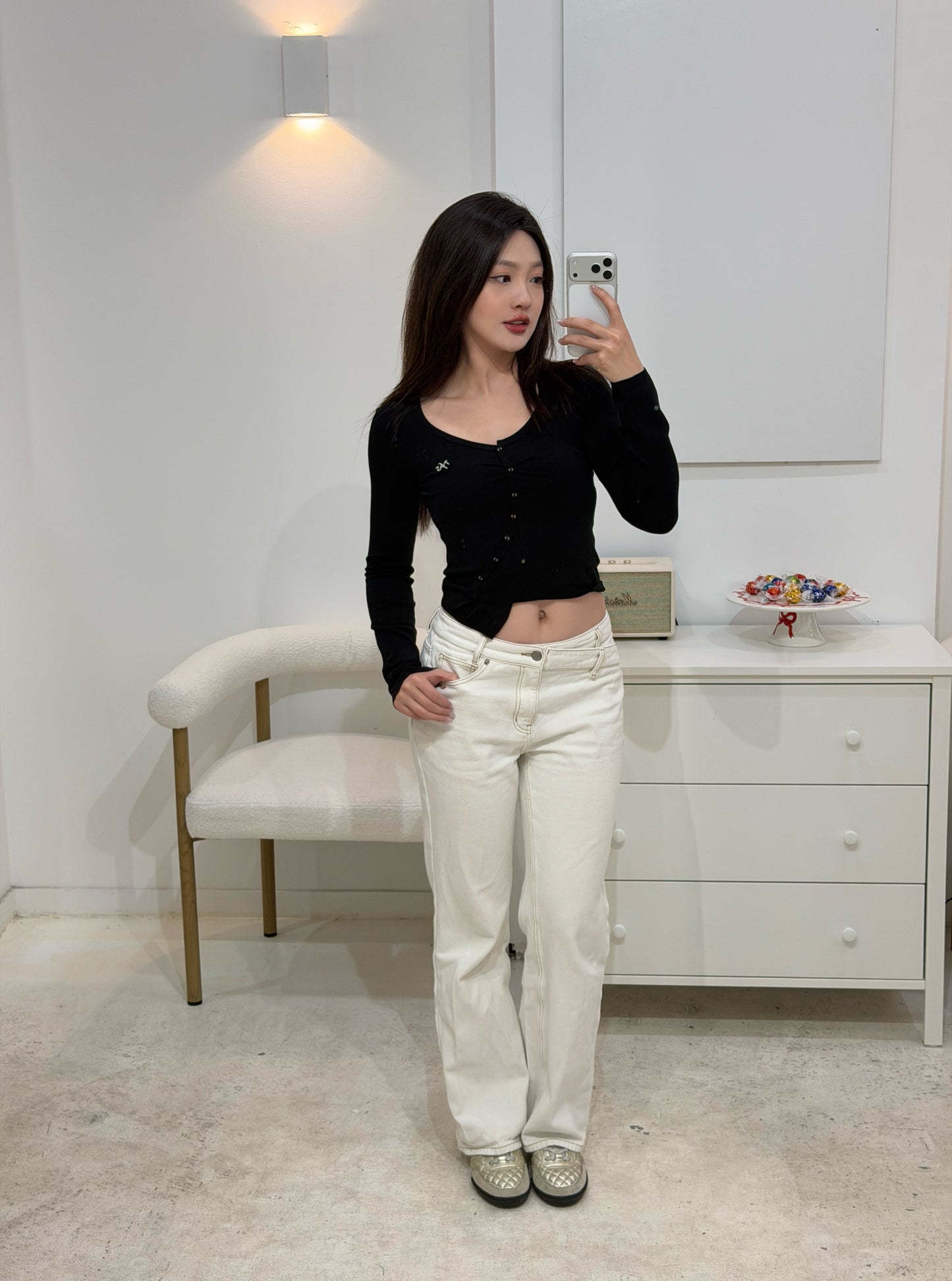 NAWS STARRY NIGHT BLACK BLU ASYMMETRIC FRONT KNIT SWEATER