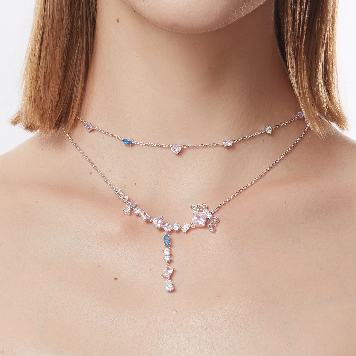 Poem Star Weaver Necklace-Bluey pink