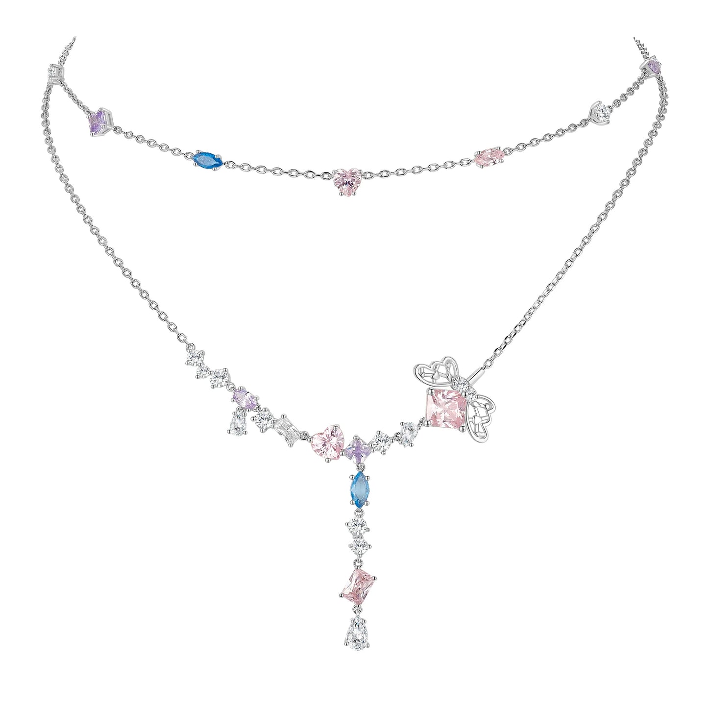 Poem Star Weaver Necklace-Bluey pink