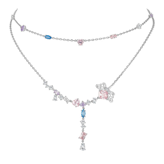 Poem Star Weaver Necklace-Bluey pink