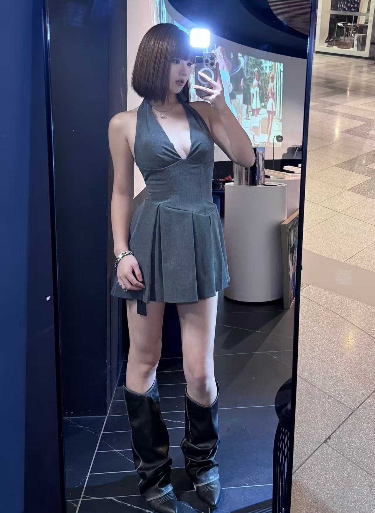 Loose Leather foldover boots