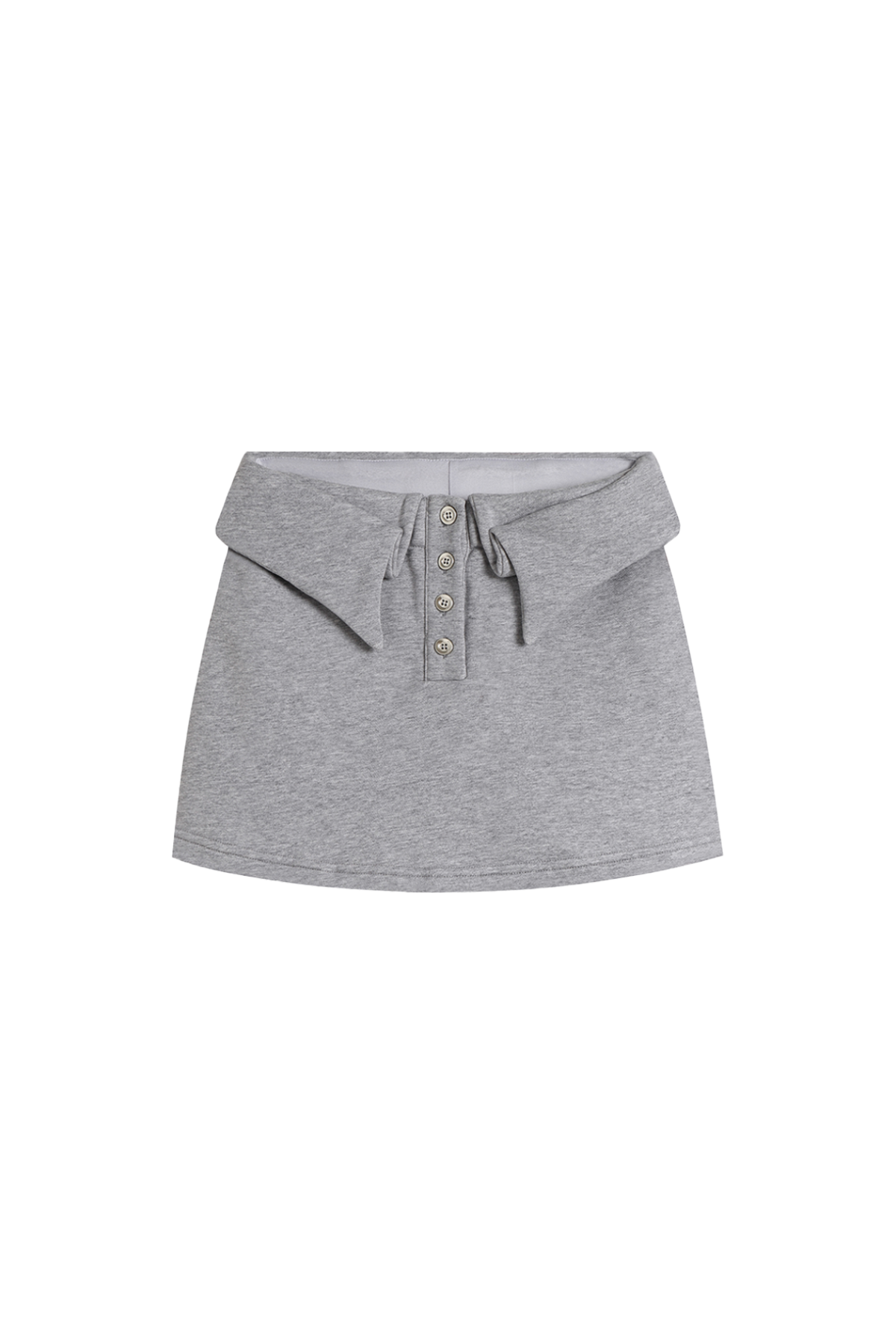 YJ1 FOLD-OVER WAIST BUTTON MINI SKIRT IN GRAY