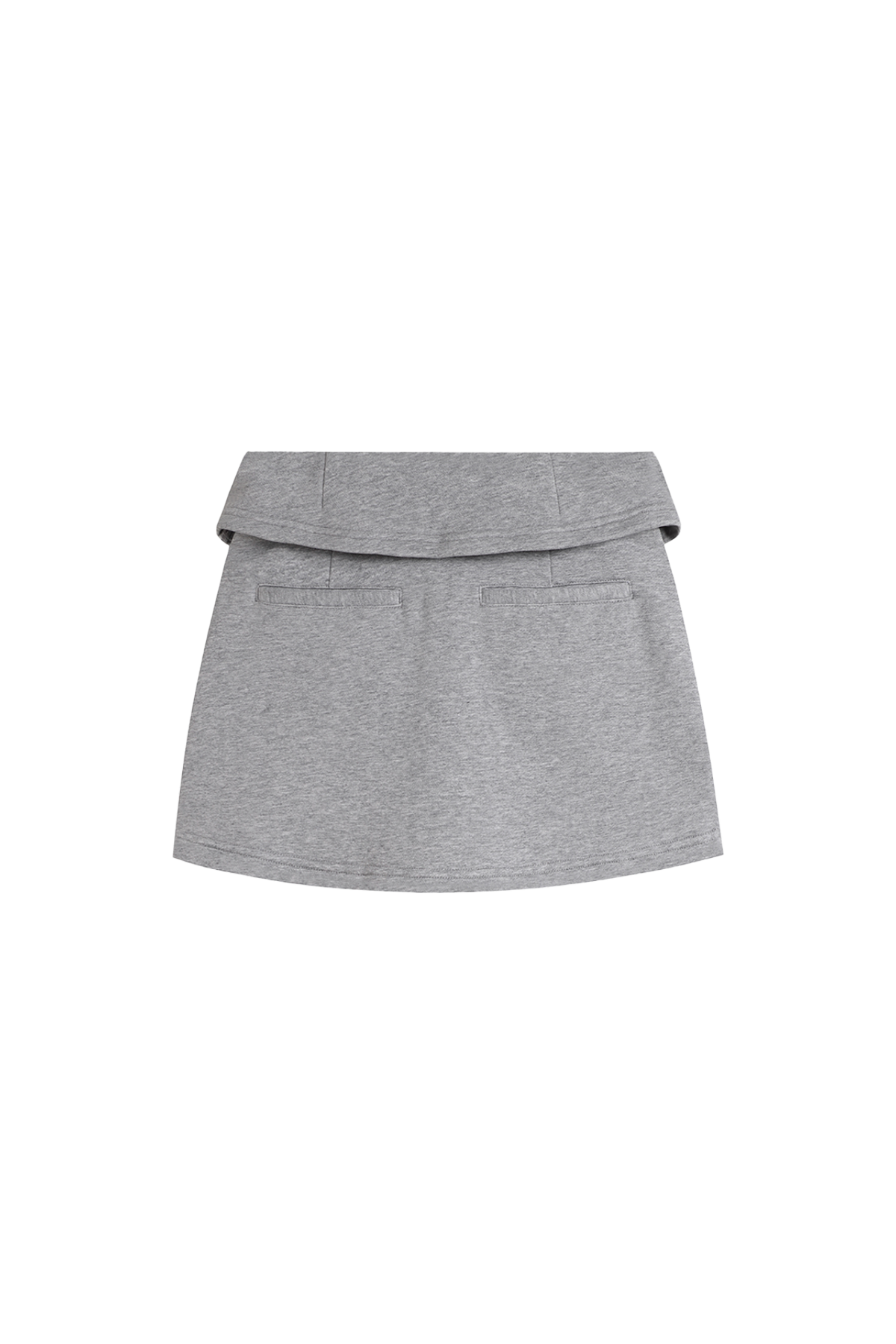 YJ1 FOLD-OVER WAIST BUTTON MINI SKIRT IN GRAY