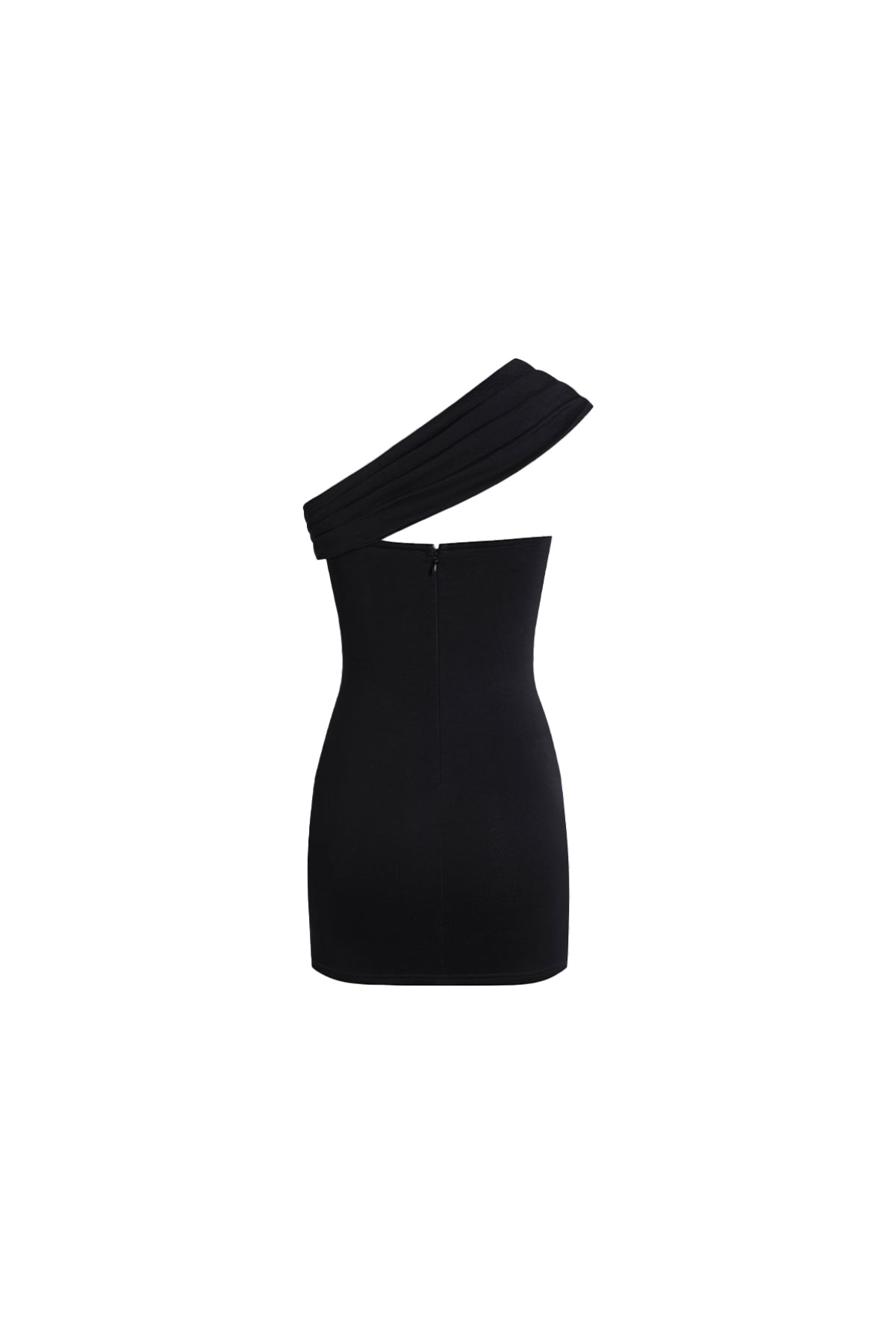 YJ1 ONE‑SHOULDER BOW BODYCON MINI DRESS IN BLACK